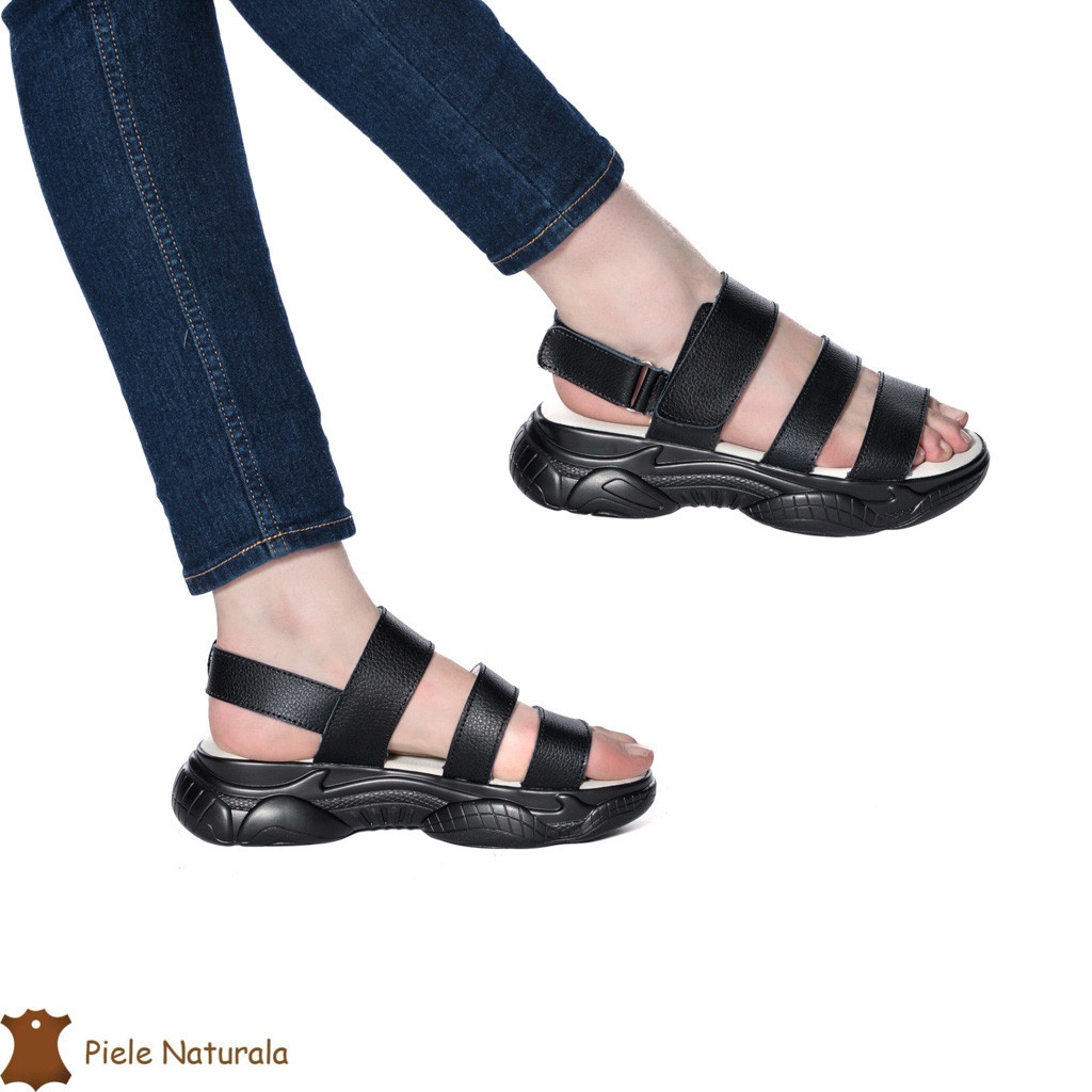 SANDALE Dama Piele Naturala CU BARETA CRL1324 Culoare: NEGRU