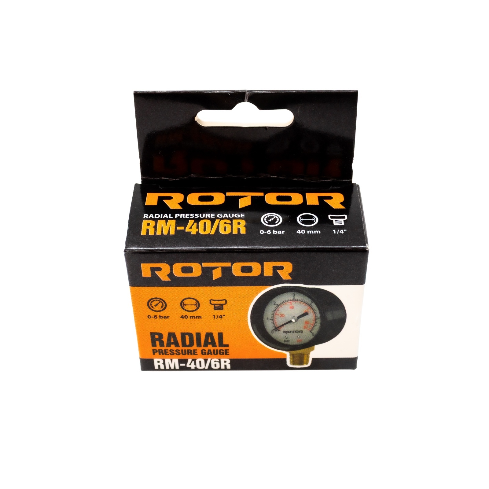 RM-40/6R, Manometru radial, apa 0-6 bar, 40 mm, conexiune 1/4", ROTOR [3]