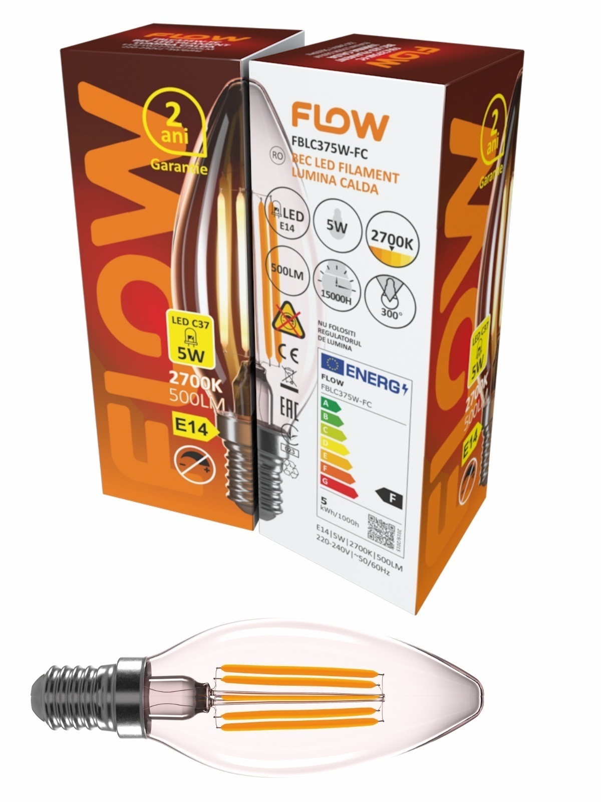 Bec LED Filament C37 FLOW FBLC375W-FC