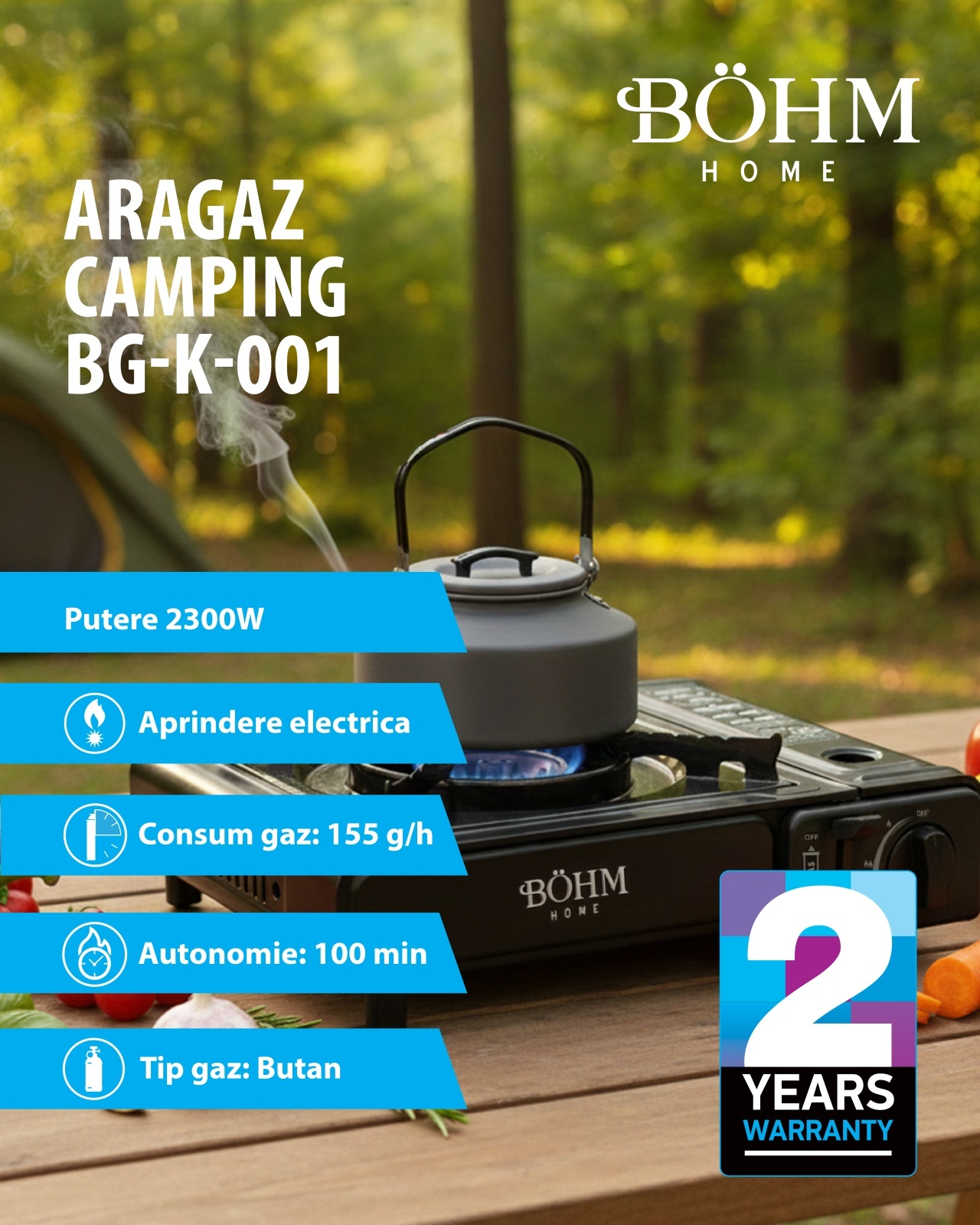 Plita cu un arzator pe gaz Camping BÖHM BG-K-001