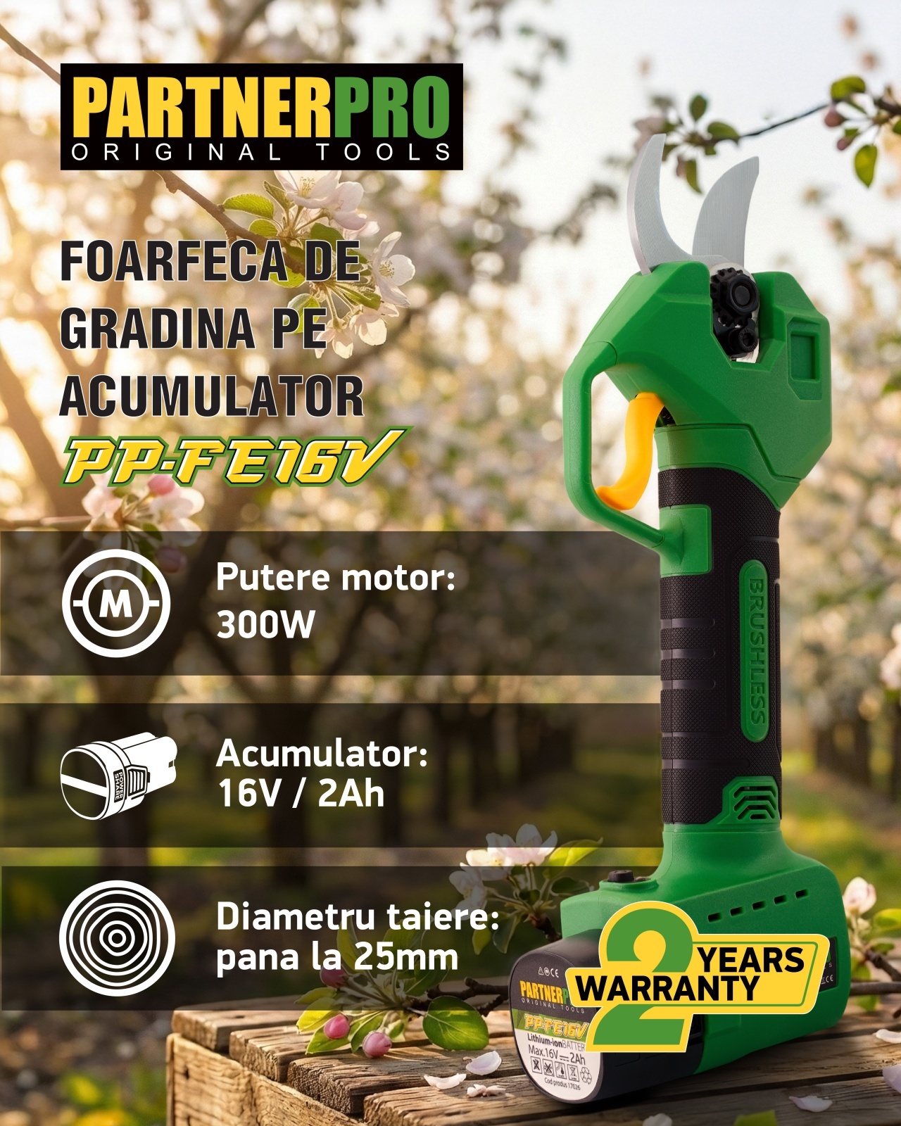 Foarfeca electrica cu acumulator PARTNERPRO PP-FE16V