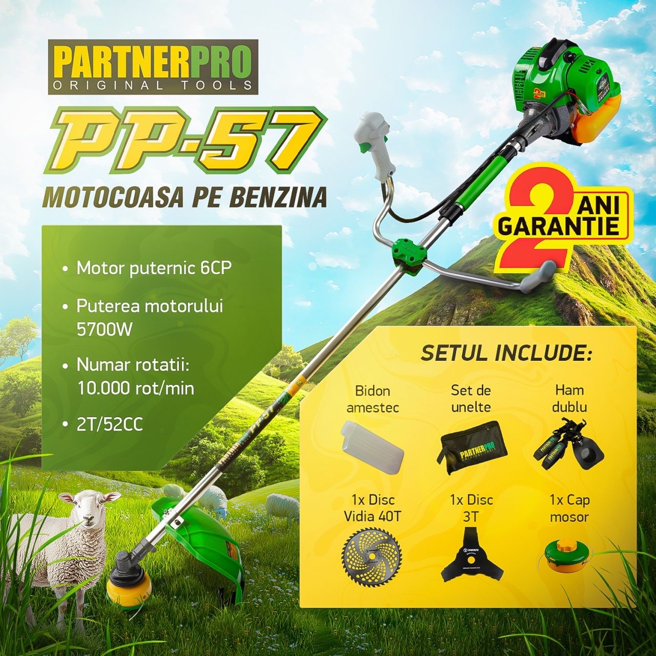 Motocoasa pe benzina PartnerPro PP57