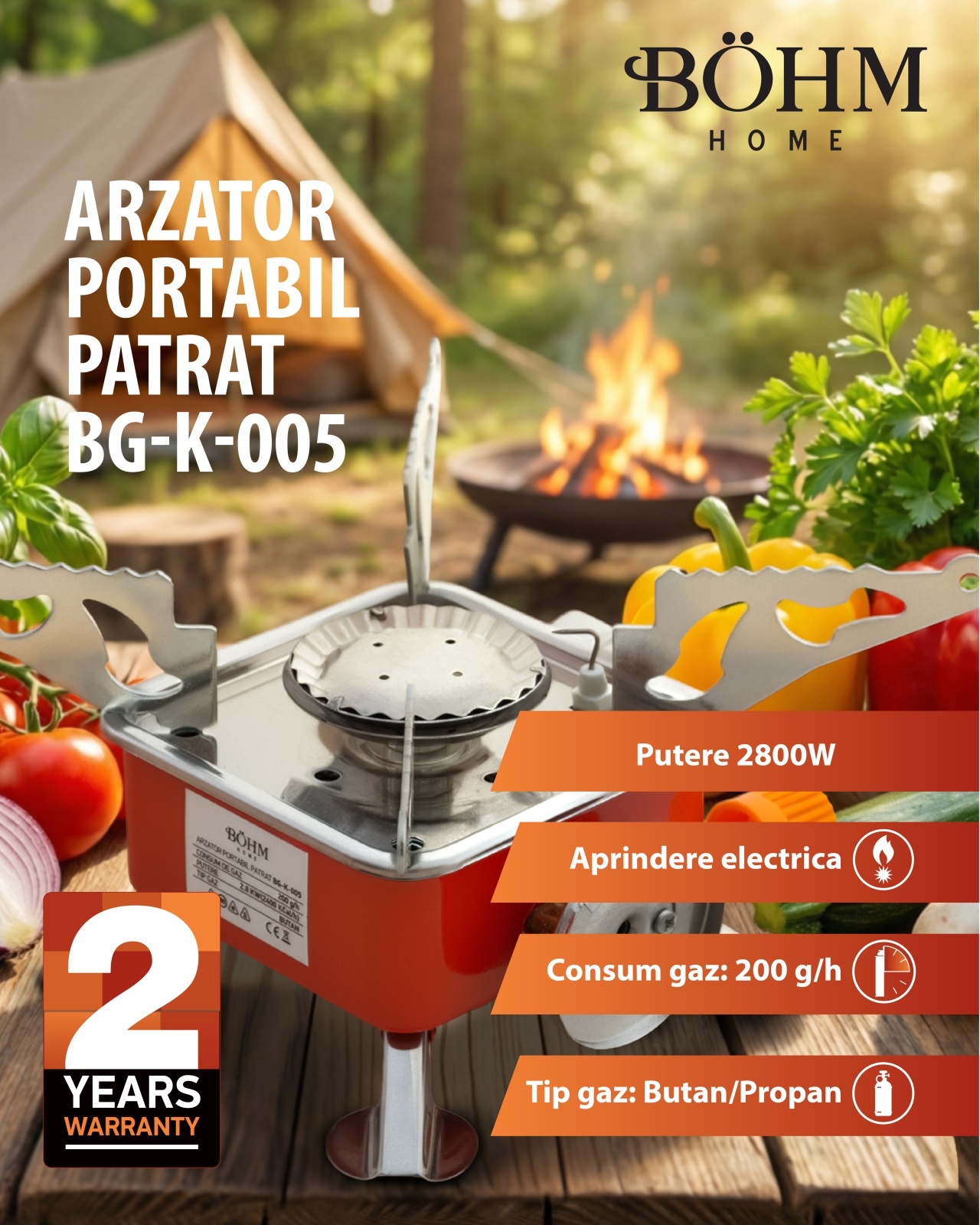 Arzator portabil patrat BÖHM BG-K-005