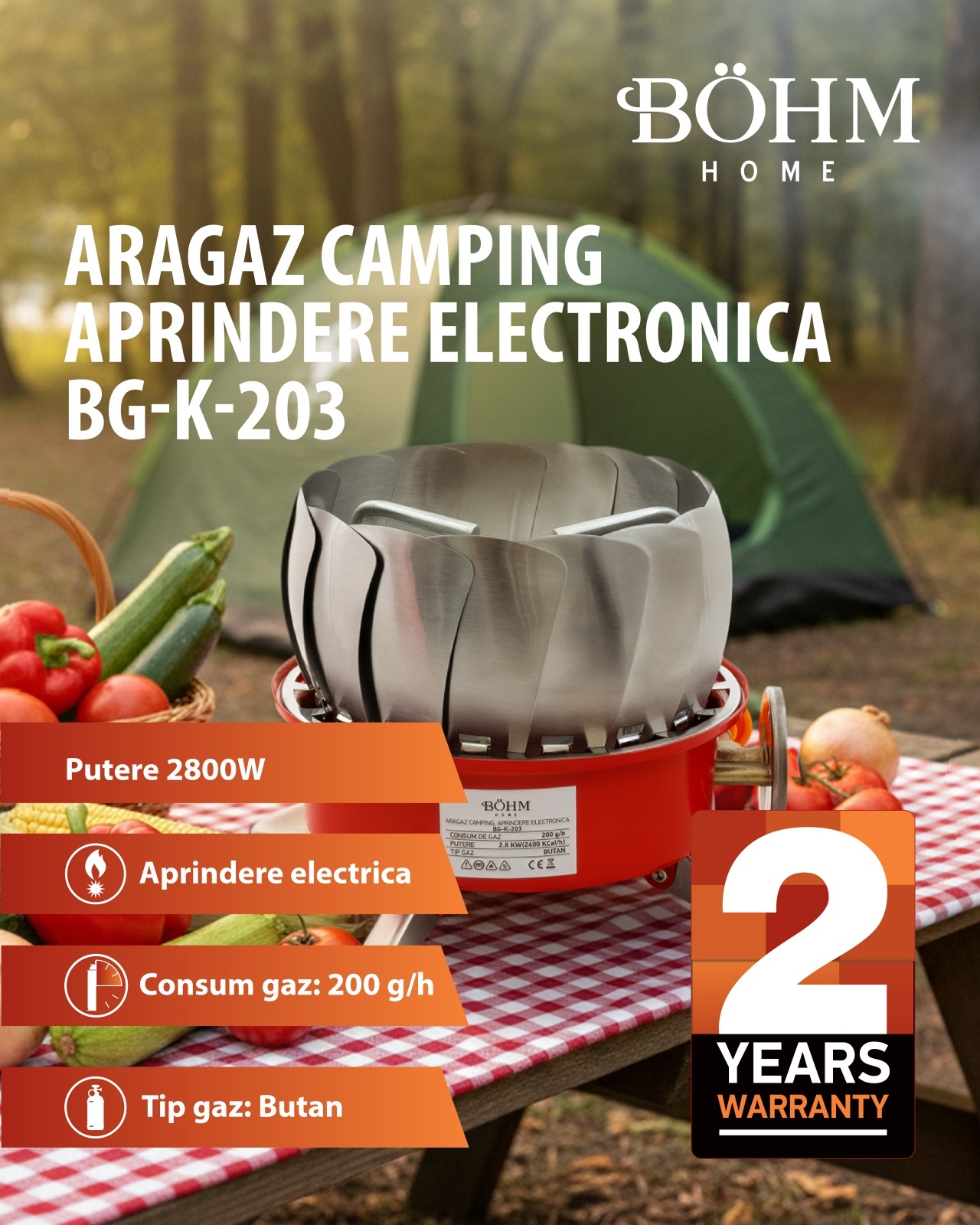 Arzator portabil rezistent la vant BÖHM BG-K-203