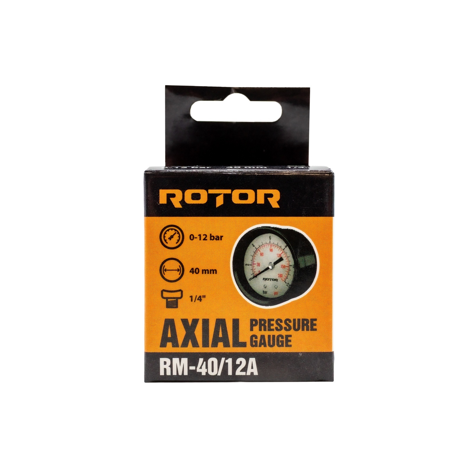 RM-40/12A, Manometru axial apa 0-12 bar, 40 mm, conexiune 1/4", ROTOR [3]