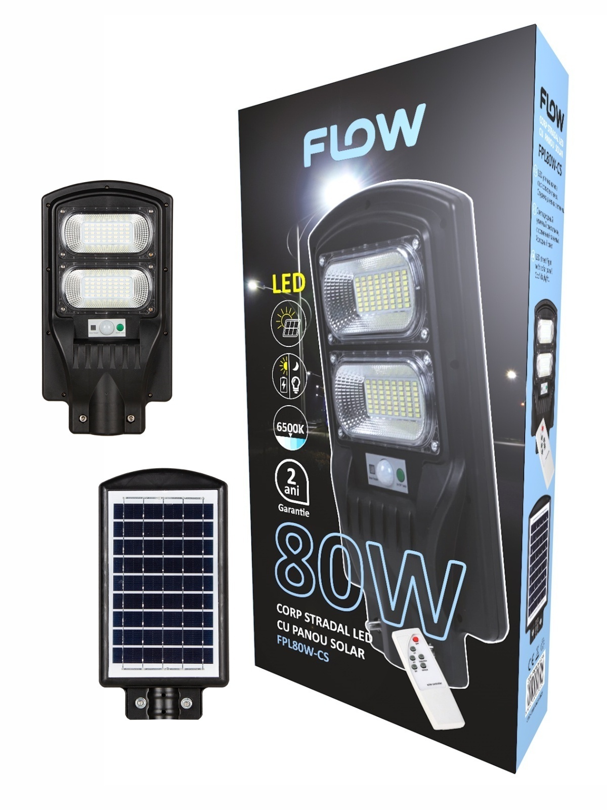 Corp stradal LED cu panou solar FLOW – FPL80W-CS