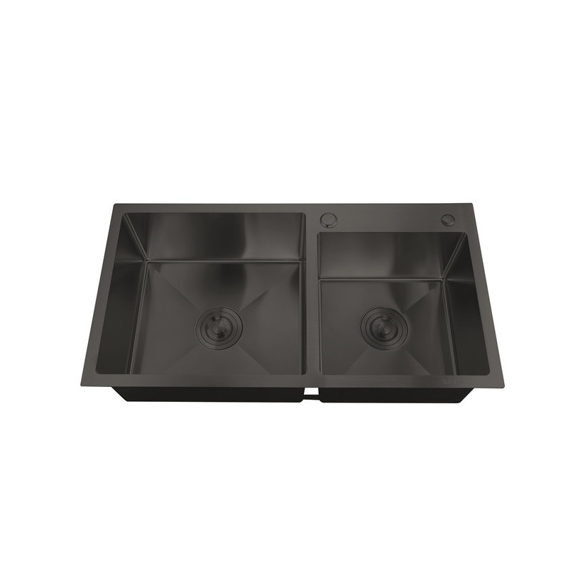 Chiuveta de bucatarie MIXXUS HM7849D-215 NANO-BLACK (3.0/0.8)