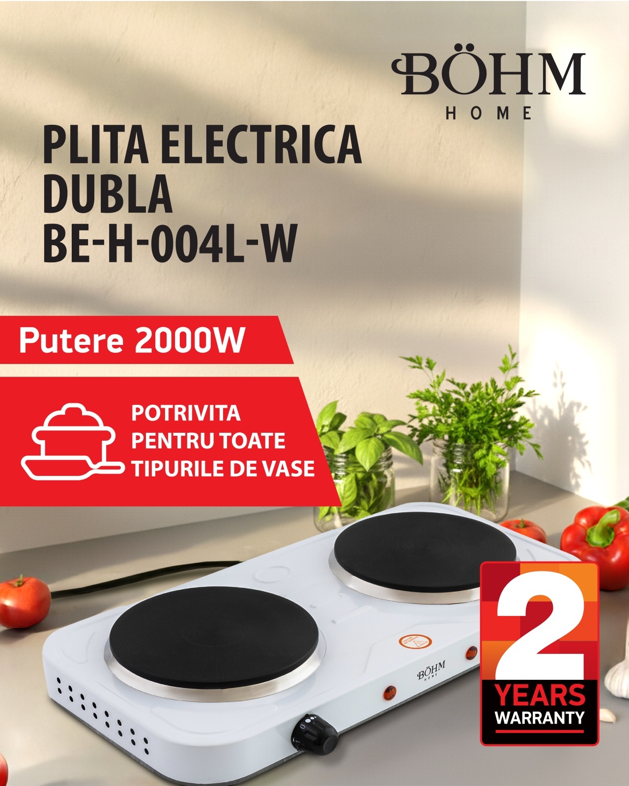 Plita electrica dubla BÖHM BE-H-004L-W