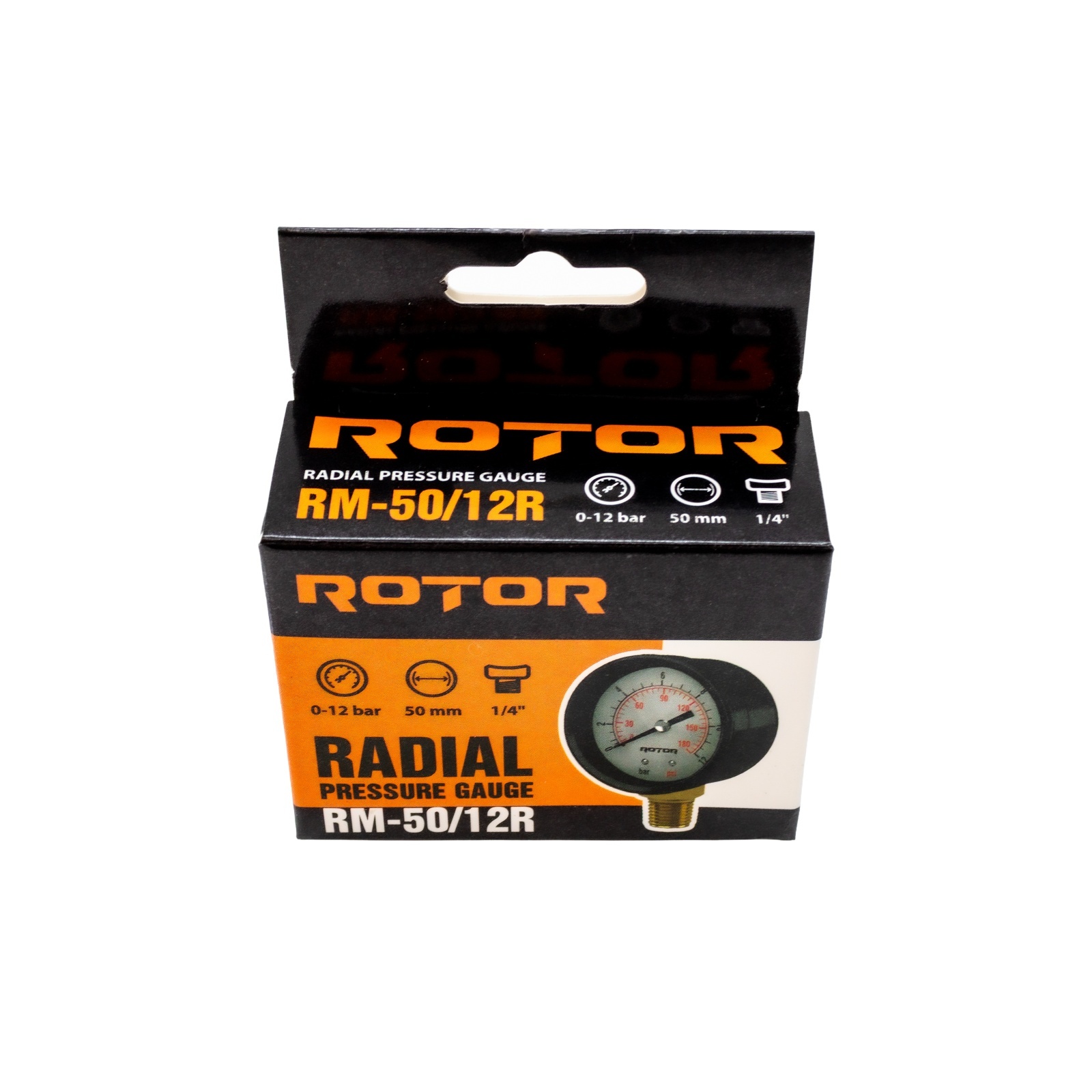 RM-50/12R, Manometru radial apa 0-12 bar, 50 mm, conexiune 1/4", ROTOR [2]