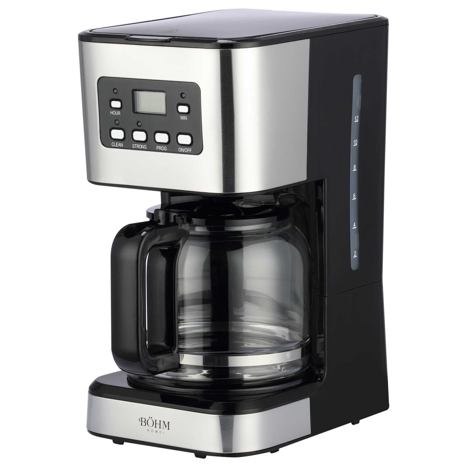 Casă și camping - Cafetiera cu filtru BoHM HOME BDCM9515SD, 950 W, 1,5 L, 12 cesti, programabila, functie Aroma, ecran LCD
