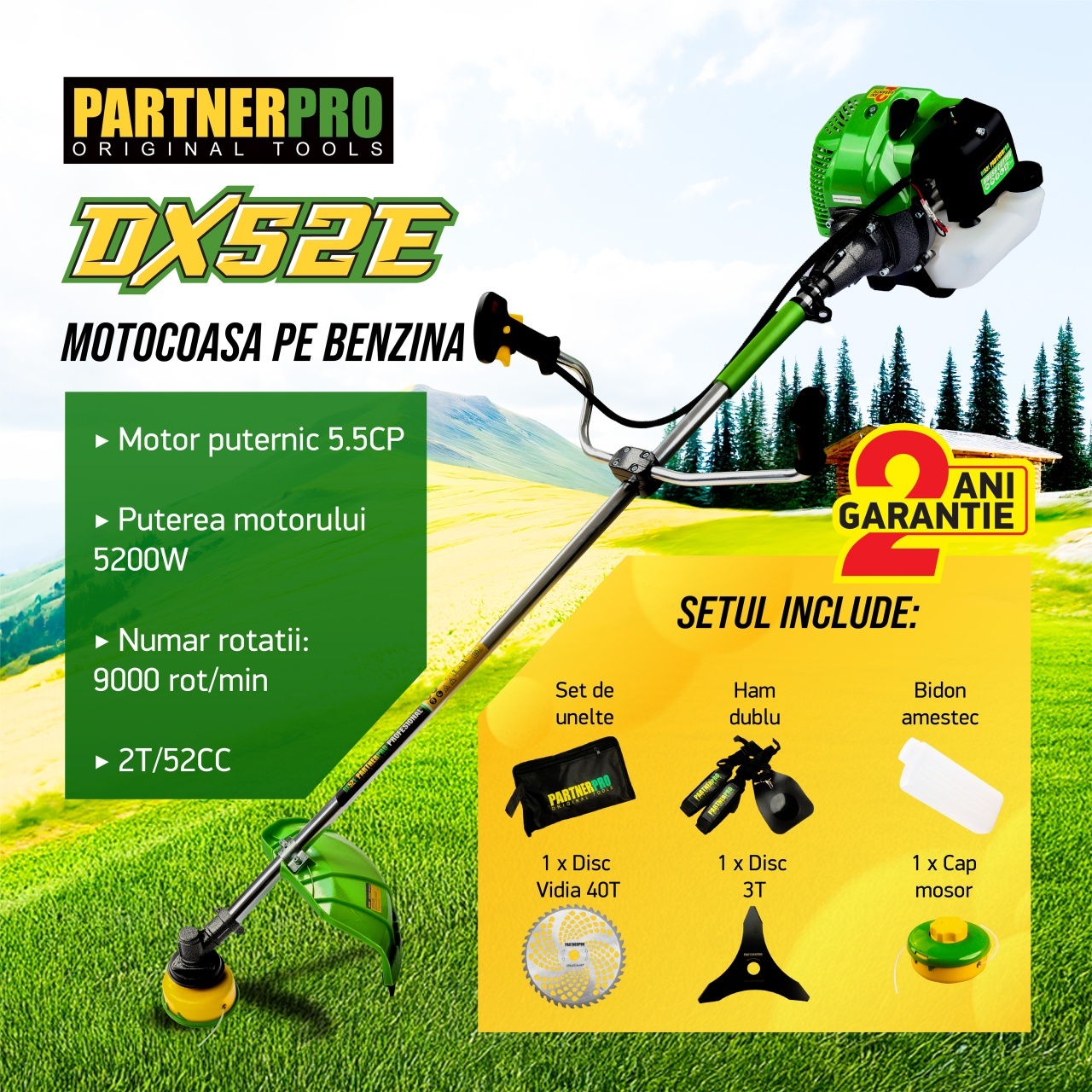 Motocoasa pe benzina PARTNER PRO DX52E