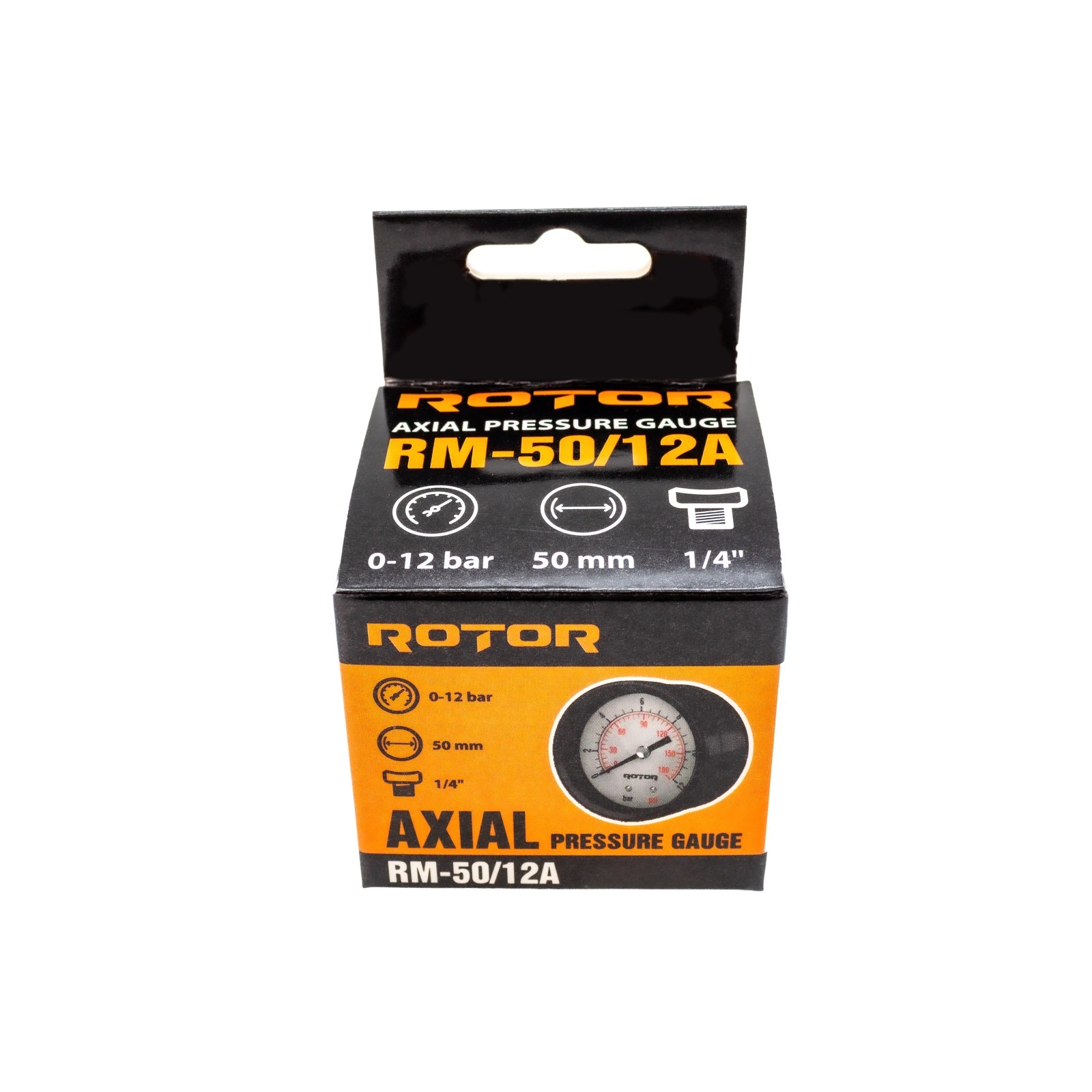 RM-50/12A, Manometru axial apa 0-12 bar, 50 mm, conexiune 1/4", ROTOR [3]