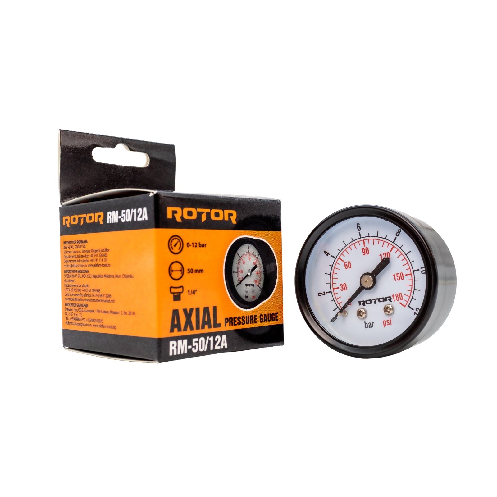 Manometru axial apa ROTOR RM-50/12A