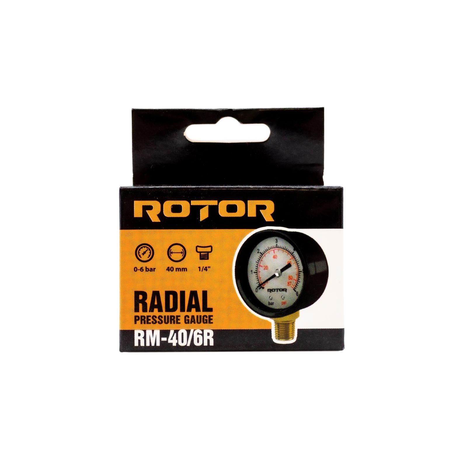 RM-40/6R, Manometru radial, apa 0-6 bar, 40 mm, conexiune 1/4", ROTOR [2]