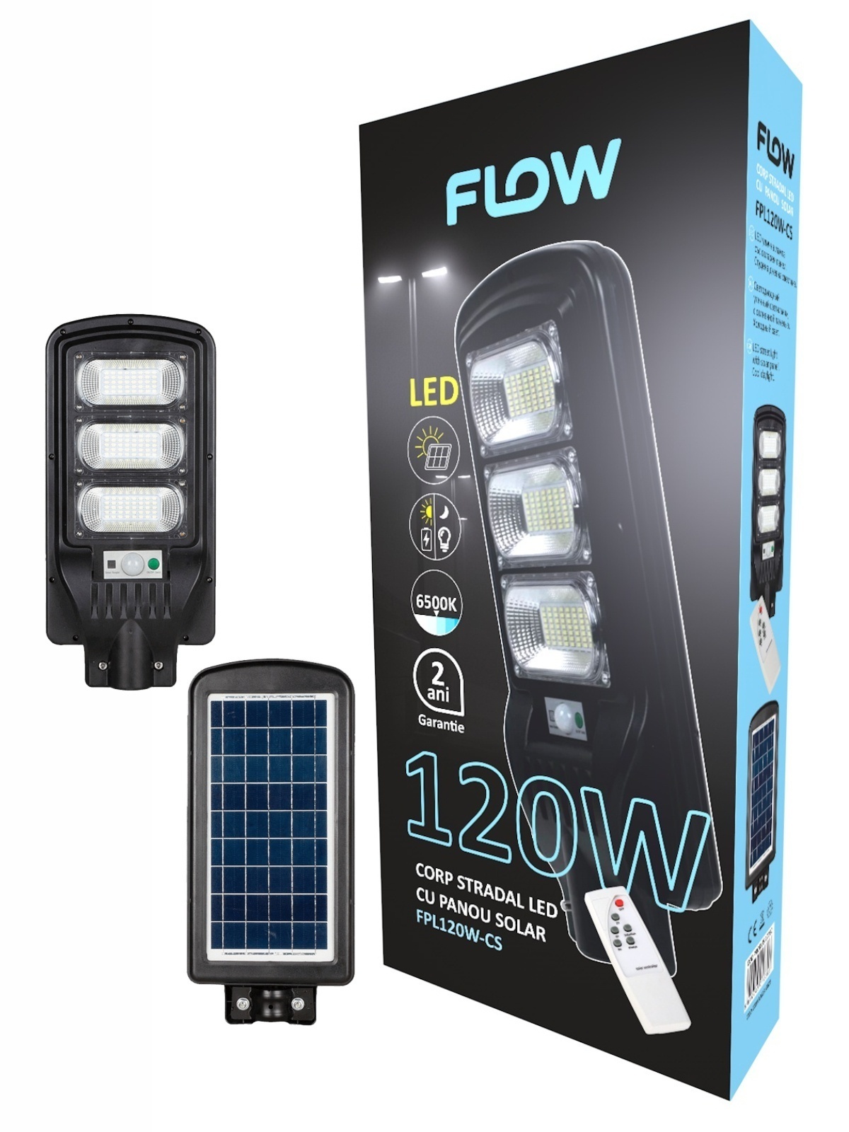 Corp stradal LED cu panou solar FLOW – FPL120W-CS