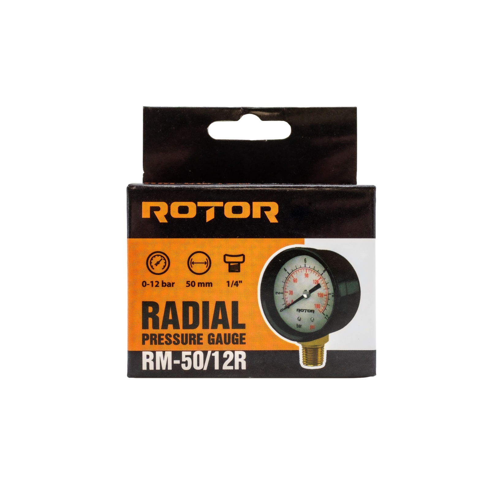 RM-50/12R, Manometru radial apa 0-12 bar, 50 mm, conexiune 1/4", ROTOR [3]