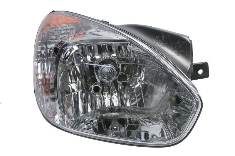 Far fata Dreapta (H4/PY21W/W5W, manual, fara motoras, culoare insert: cromat, culoare semnalizator: galben) potrivit HYUNDAI ACCENT III
