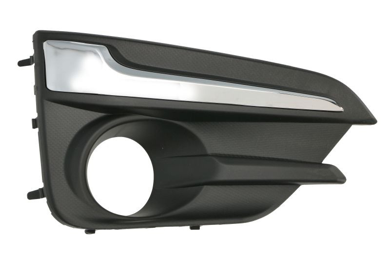 Grila bara fata dreapta cu șipcă cromată, cu locas lampa ceata, plastic, negru potrivit SUBARU IMPREZA GK, GT 2017-2019