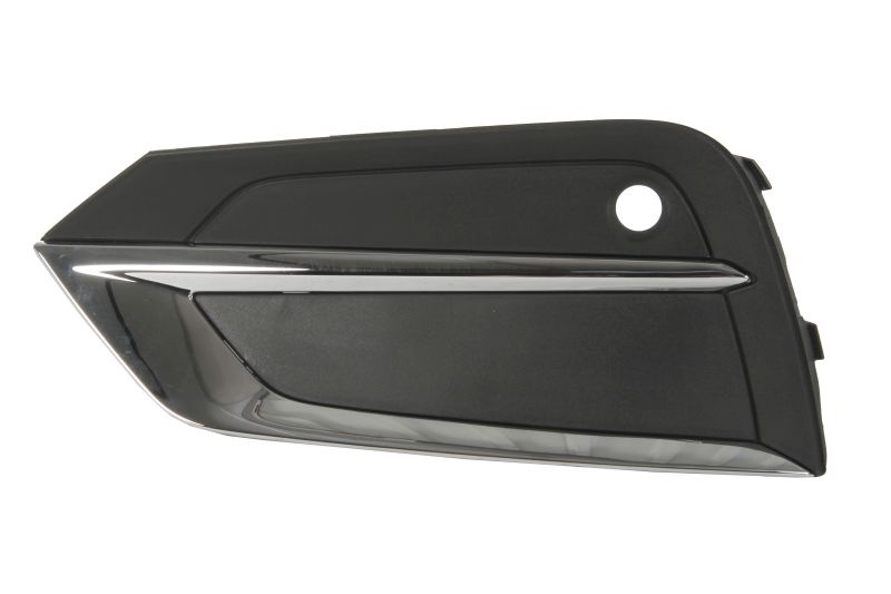 Grila ventilatie bara fata stanga potrivit VOLVO XC60 II dupa 2017 - (cu dungă acoperită cu crom, cu orificii senzor parcare, plastic, negru/crom)