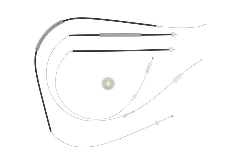 Set reparat macara geam fata stanga potrivit RENAULT CLIO III, GRAND SCENIC II, MEGANE II, MODUS 2003-2012 - (cabluri, electric)