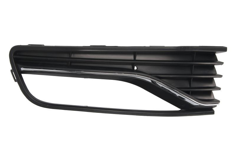 Grila bara fata Stanga cu locas proiector, plastic, crom/negru potrivit VW POLO, POLO V dupa 2009 2014-2017