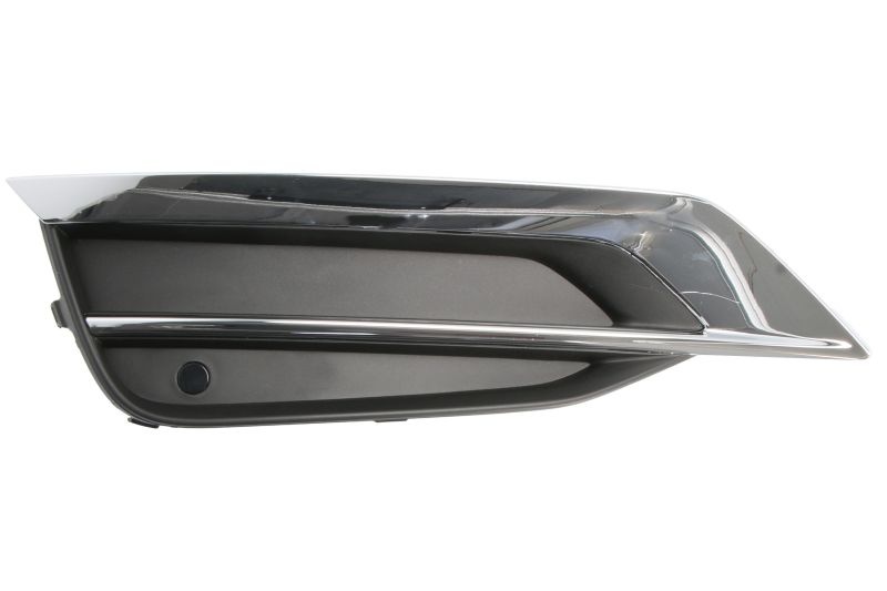 Element bara grila stanga cu locas senzori parcare, plastic, negru/crom potrivit VOLVO S90 II 2016-2020