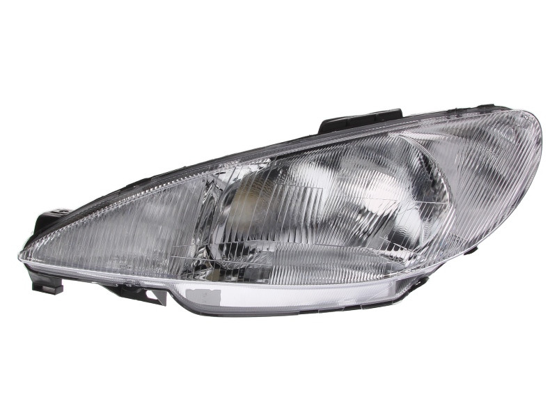 Far Stanga (H4, electric, fara motoras, culoare insertie: cromat, culoare semnalizator: alb) potrivit PEUGEOT 206