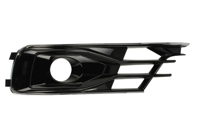 Grila ventilatie bara fata stanga potrivit AUDI A6 C7 2015-2018 - (cu șipcă cromată, cu orificii lampa ceata, plastic, negru/crom)